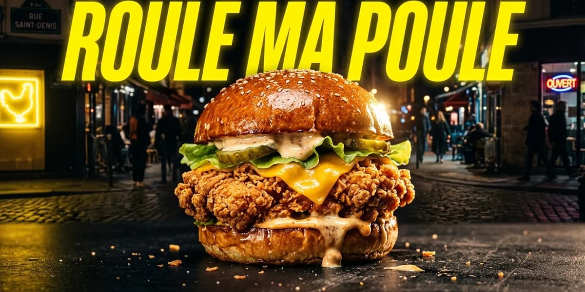 Page d’accueil du site fictif Roule Ma Poule avec le food-truck et la baseline « La cuisine qui roule, le goût qui reste »